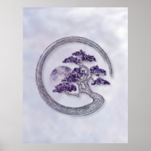Enso Zen Circle Amethyst Bonsai Tree Poster
