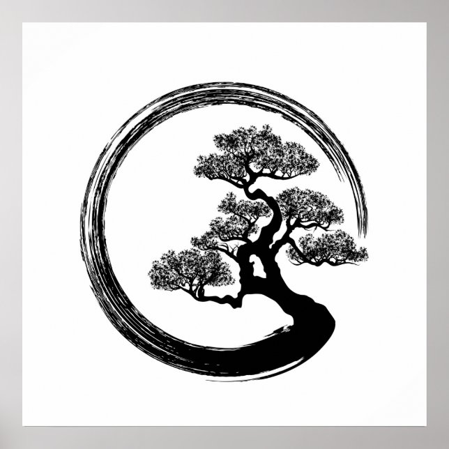Enso Zen Circle and Bonsai Tree Poster (Vorne)