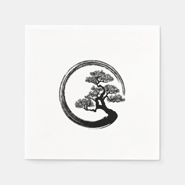 Enso Zen Circle and Bonsai Tree Serviette (Vorderseite)