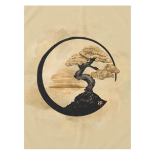 Enso Zen Circle Bonsai - Goldener Sonnenaufgang Tischdecke