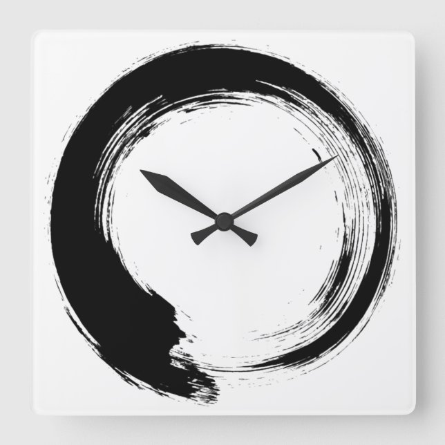 Enso Zen Circle Quadratische Wanduhr (Vorderseite)
