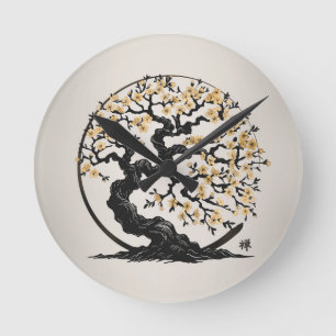 Enso Zen Circle Sakura Runde Wanduhr
