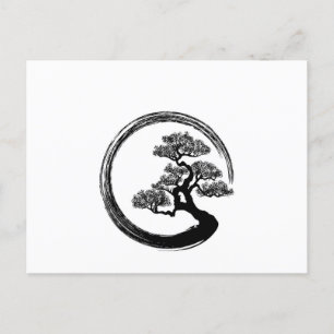 Enso Zen Circle und Bonsai Tree Feiertagspostkarte