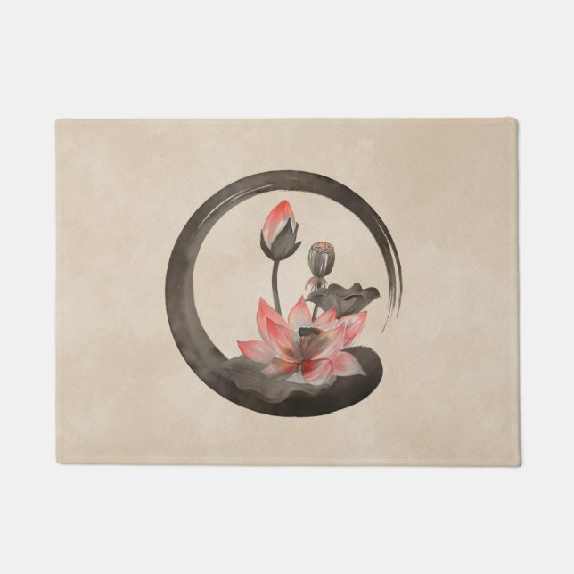 Enso Zen Circle und Lotus Fußmatte (Vorderseite)