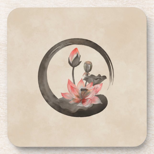 Enso Zen Circle und Lotus Getränkeuntersetzer (Vorderseite)