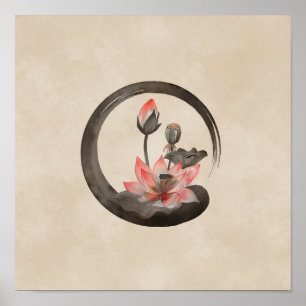Enso Zen Circle und Lotus Poster