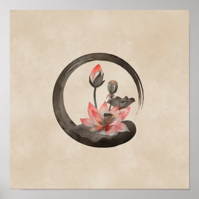 Enso Zen Circle und Lotus Poster (Vorne)