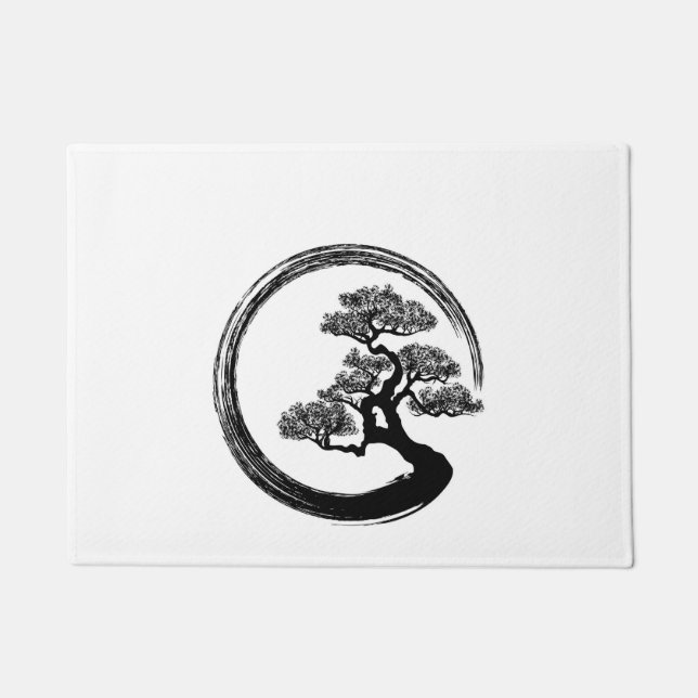 Enso Zen-Kreis und Bonsais-Baum Fußmatte (Vorderseite)