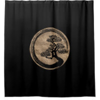 Enso Zen-Kreis und Bonsais-Baum-Gold