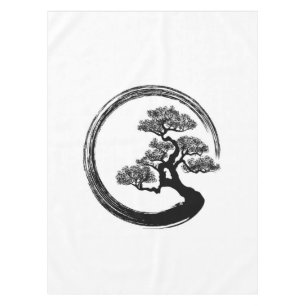 Enso Zen-Kreis und Bonsais-Baum Tischdecke