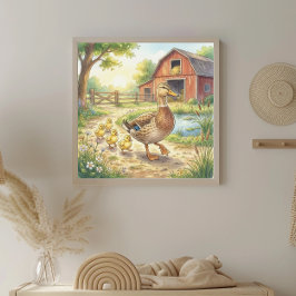 Entchen-Mama-und-Küken-Kinderzimmer Poster