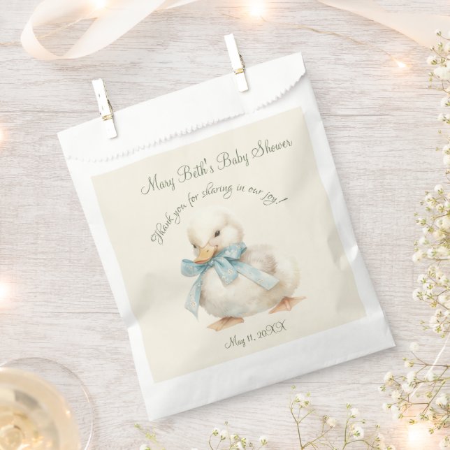 Entchen mit Band Baby Shower  Geschenktütchen (Ausgeschnitten)