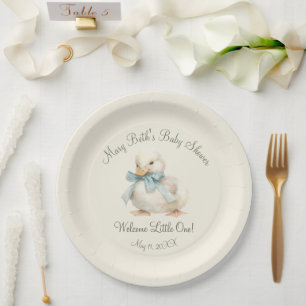 Entchen mit Band Baby Shower Papier  Pappteller