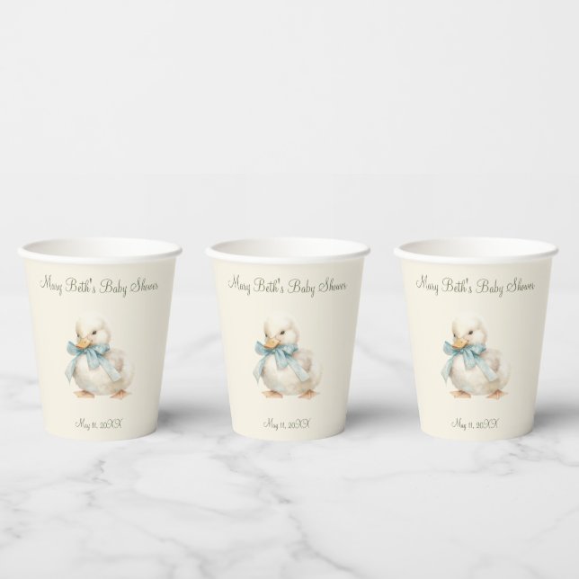 Entchen mit Band Baby Shower Papier Serviette Pappbecher (Multi)