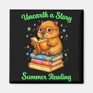 Entdecke eine Geschichte Capybara liest Bücher Som Magnet
