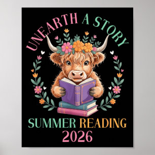 Entdecke eine Geschichte Highland-Kuh liest Bücher Poster