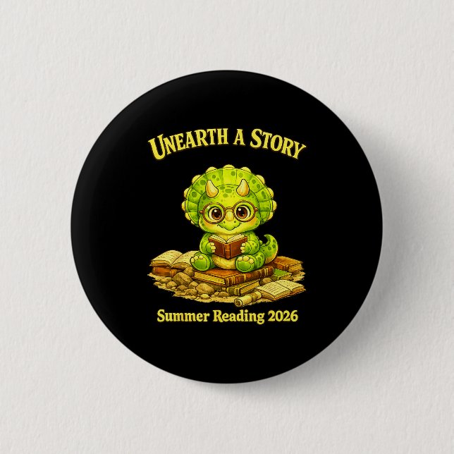 Entdecke eine Geschichte Triceratops Dinosaurier l Button (Vorderseite)