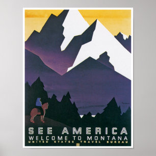 Entdecken Sie Amerika ~ Willkommen in Montana Poster