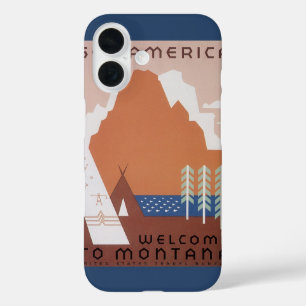 Entdecken Sie Amerika Willkommen in Montana, Vinta iPhone 16 Hülle