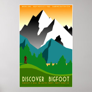 Entdecken Sie Bigfoot in den bunten Bergen Poster