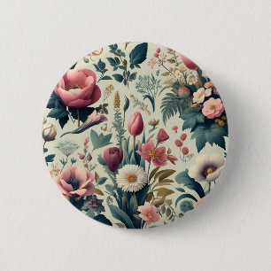 Entdecken Sie das Atemberaubende botanische Muster Button