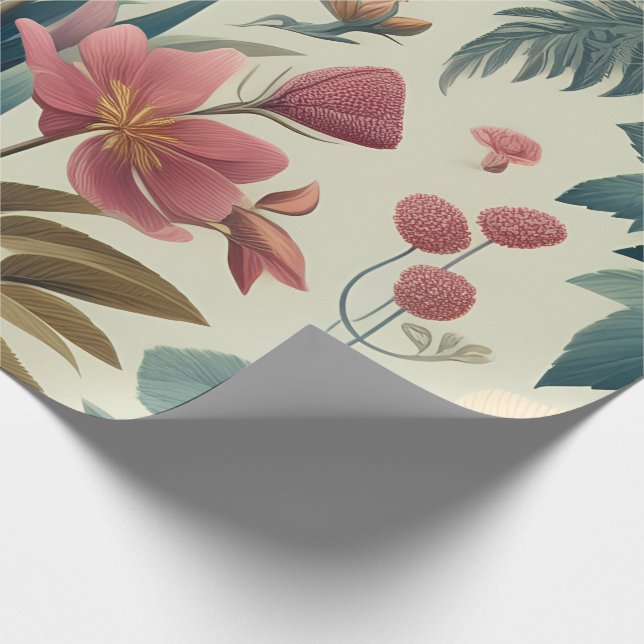 Entdecken Sie das Atemberaubende botanische Muster Geschenkpapier (Ecke)