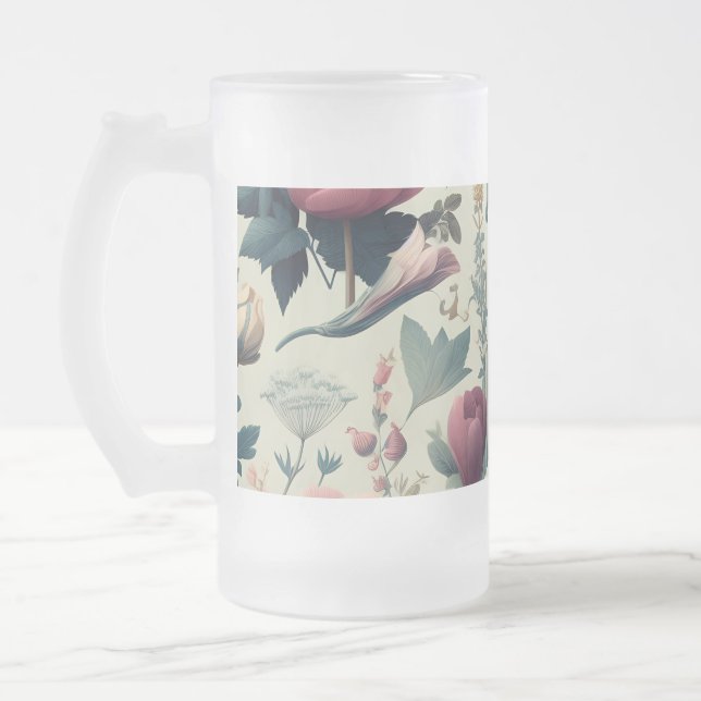 Entdecken Sie das Atemberaubende botanische Muster Mattglas Bierglas (Links)