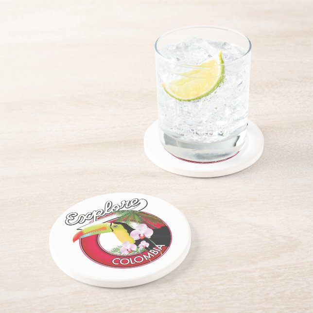 Entdecken Sie das Retro-Logo von Kolumbien Getränkeuntersetzer (Seite)