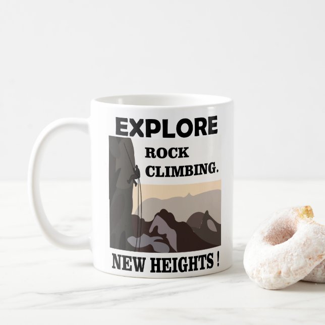 Entdecken Sie das Rock Climbing mit neuen Höhen Kaffeetasse (Mit Donut)
