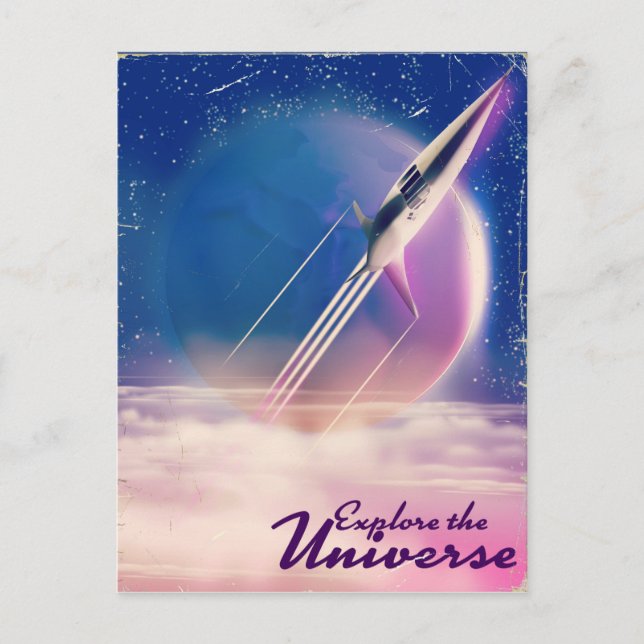 Entdecken Sie das Universe Vintag Space Poster Postkarte (Vorderseite)