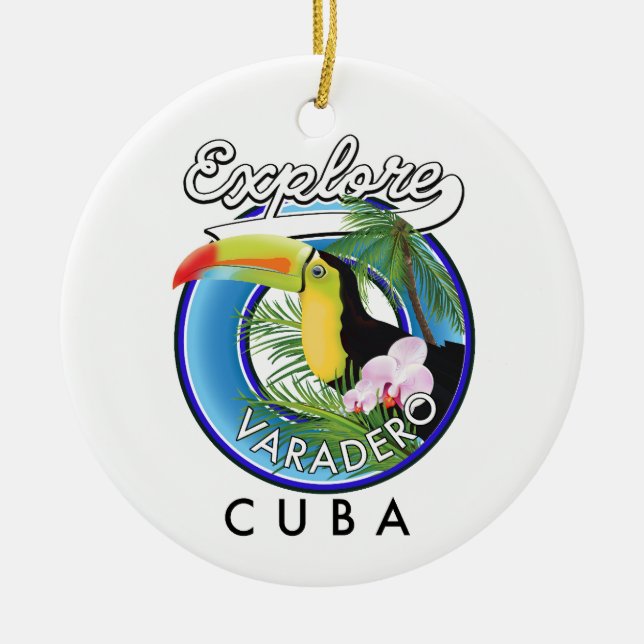 Entdecken Sie das Varadero Cuba Reiselogo Keramik Ornament (Vorne)