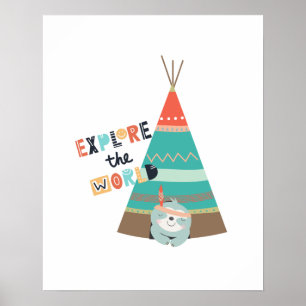 Entdecken Sie das World Boho Sloth Baby Poster