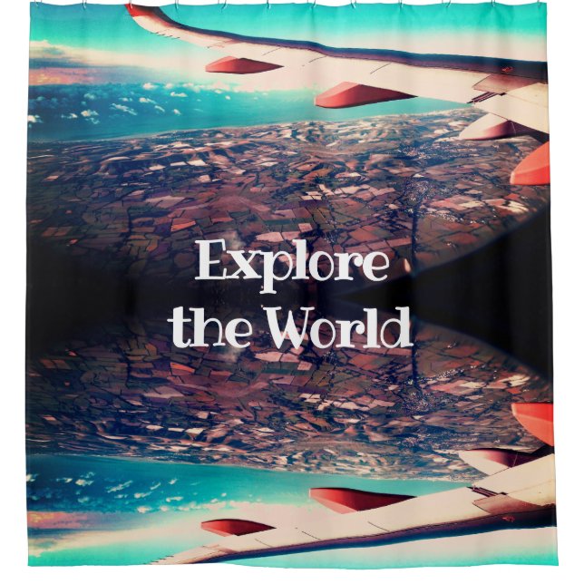 Entdecken Sie den Flügel und die Felder des Weltfl Duschvorhang (Vorderseite)