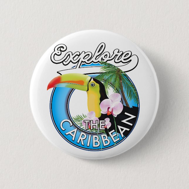 Entdecken Sie den karibischen Reisepflaster. Button (Vorderseite)