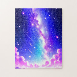 Entdecken Sie den Kosmos in rosa und blauer Weltra Puzzle