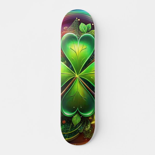 Entdecken Sie die perfekte Harmonie von Kleeblatt, Skateboard (Vorne)