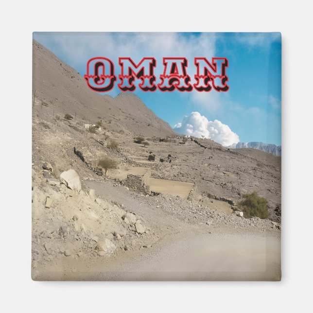 Entdecken Sie die raue Schönheit von Omans Wüste L Magnet (Vorne)