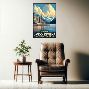 Entdecken Sie die Schweizer Riviera Vintage Reise Poster