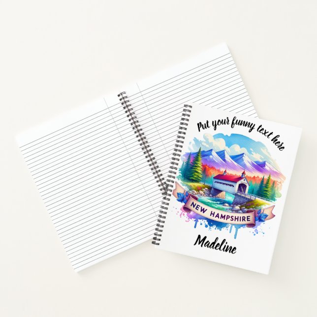 Entdecken Sie die überdachte Brücke von New Hampsh Notizbuch (Innenseite)