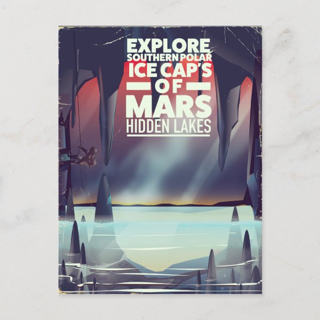 Entdecken Sie die verdeckten Mars der Eiskappen. Postkarte (Vorderseite)