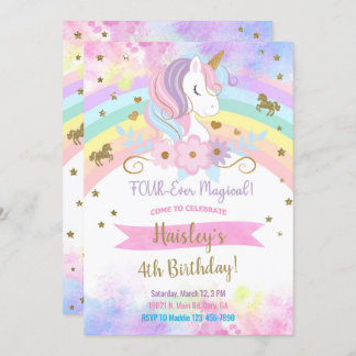 Entdecken Sie die vier magische Geburtstagseinladu Einladung