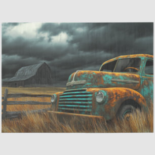 Entdecken Sie die Vintage, Aquamarine LKW-Farm und Seidenpapier