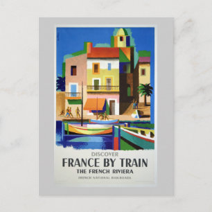 Entdecken Sie Frankreich mit Train Vintage Poster Postkarte