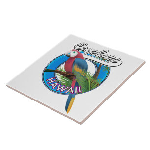 Entdecken Sie Hawaii Retro-Logo Fliese