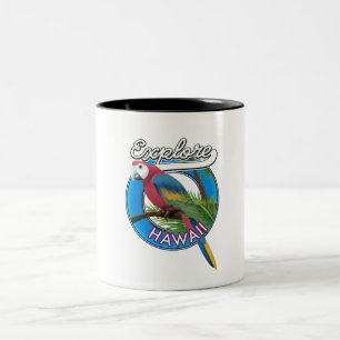 Entdecken Sie Hawaii Retro Logo Keramik Tile Bever Zweifarbige Tasse