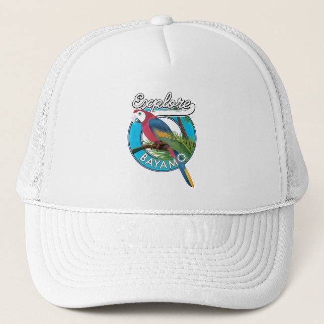 Entdecken Sie Hawaii Retro-Logo Trucker Hat Truckerkappe (Vorderseite)