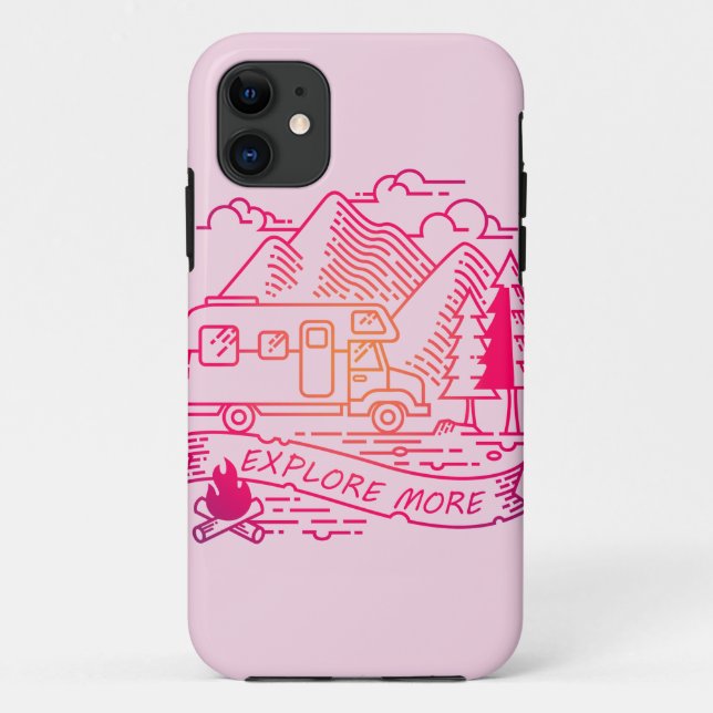 Entdecken Sie mehr Rosa Camper Van Mountain Nature Case-Mate iPhone Hülle (Rückseite)