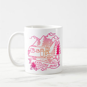 Entdecken Sie mehr Rosa Camper Van Mountain Nature Kaffeetasse
