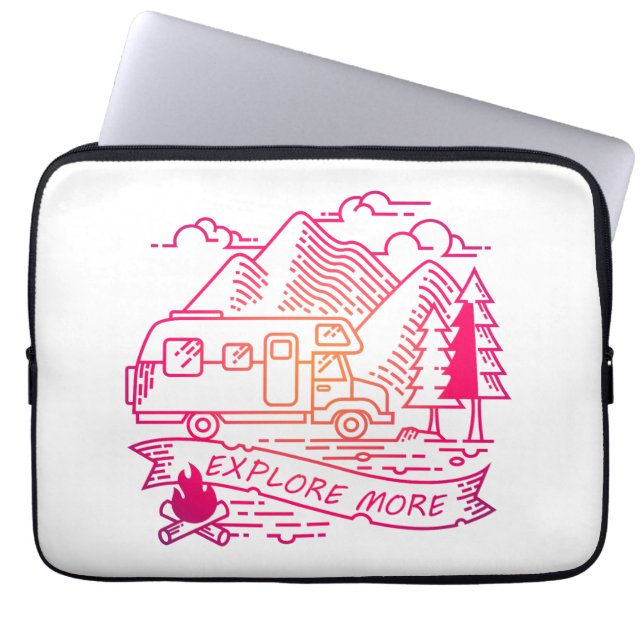 Entdecken Sie mehr Rosa Camper Van Mountain Nature Laptopschutzhülle (Vorderseite)