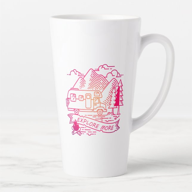 Entdecken Sie mehr Rosa Camper Van Mountain Nature Milchtasse (Rechts)